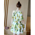 Summer Sleeveless Fresh Lemon Lovely Girl′s Dress